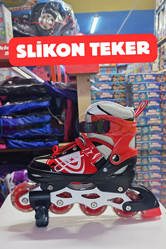 Premium Slikon Tekerli Paten - Işıklı Silikon Tekerli Paten Alıştırma Pateni - Silikon Tekerlekli