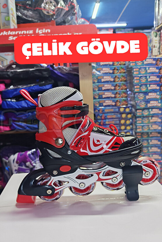 Premium Slikon Tekerli Paten - Işıklı Silikon Tekerli Paten Alıştırma Pateni - Silikon Tekerlekli