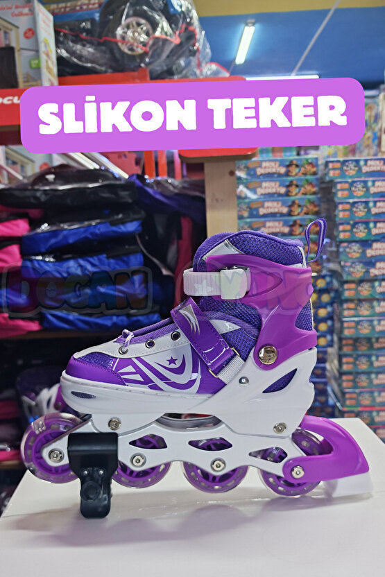 Premium Slikon Tekerli Paten - Işıklı Silikon Tekerli Paten Alıştırma Pateni - Silikon Tekerlekli