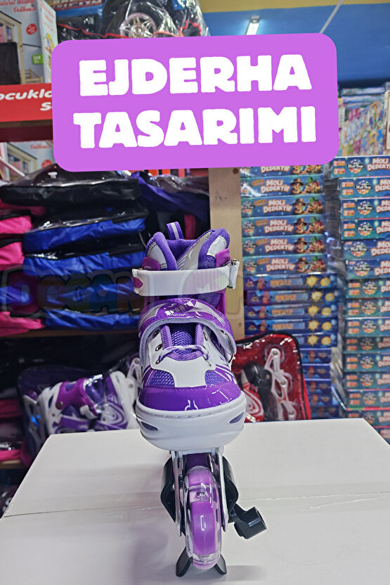 Premium Slikon Tekerli Paten - Işıklı Silikon Tekerli Paten Alıştırma Pateni - Silikon Tekerlekli