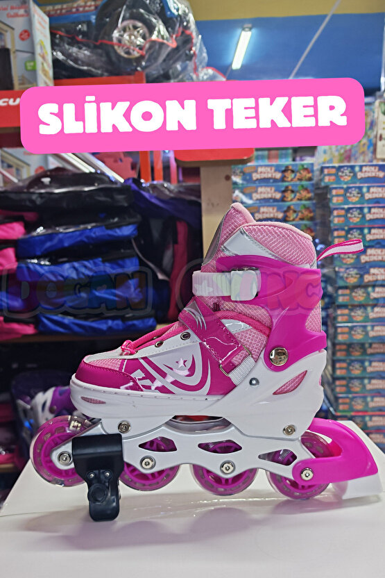 Premium Slikon Tekerli Paten - Işıklı Silikon Tekerli Paten Alıştırma Pateni - Silikon Tekerlekli