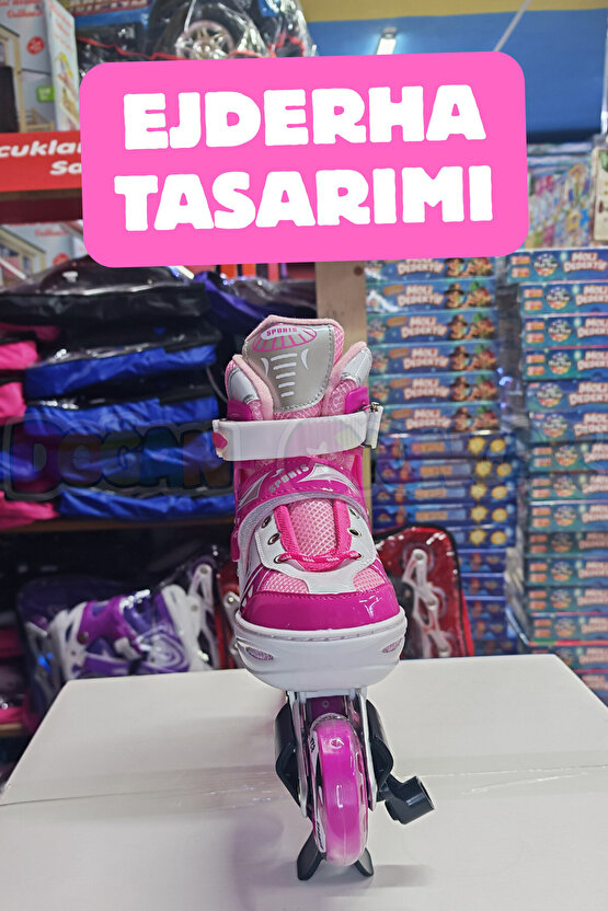 Premium Slikon Tekerli Paten - Işıklı Silikon Tekerli Paten Alıştırma Pateni - Silikon Tekerlekli