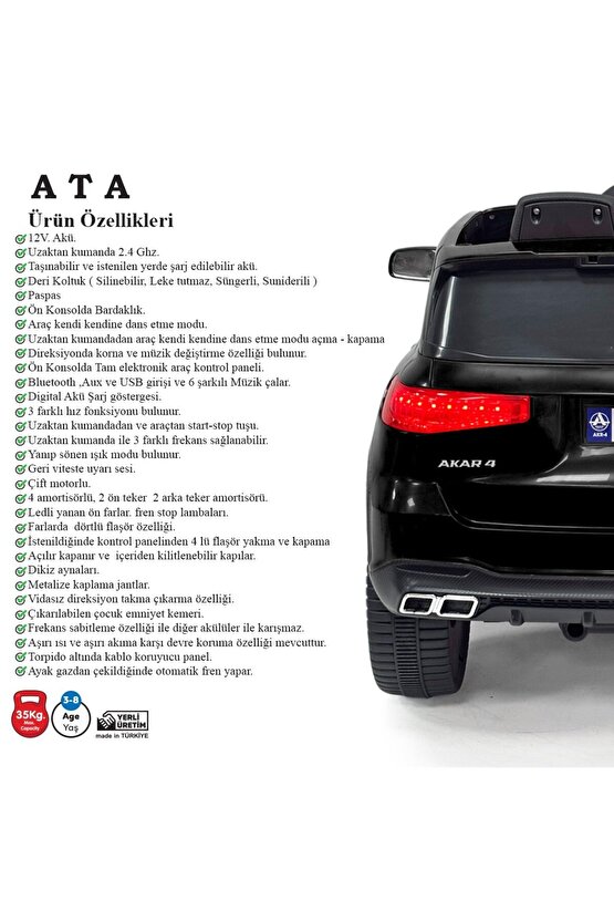 Ata Togg Kumandalı  Akülü Araba 12Volt   (3-8  Yaş)