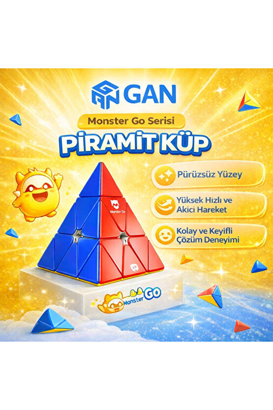 Profesyonel GAN Monster Go Piramit Küp - GAN Piramit Zeka Küpü - GAN Monster Go Pyraminx