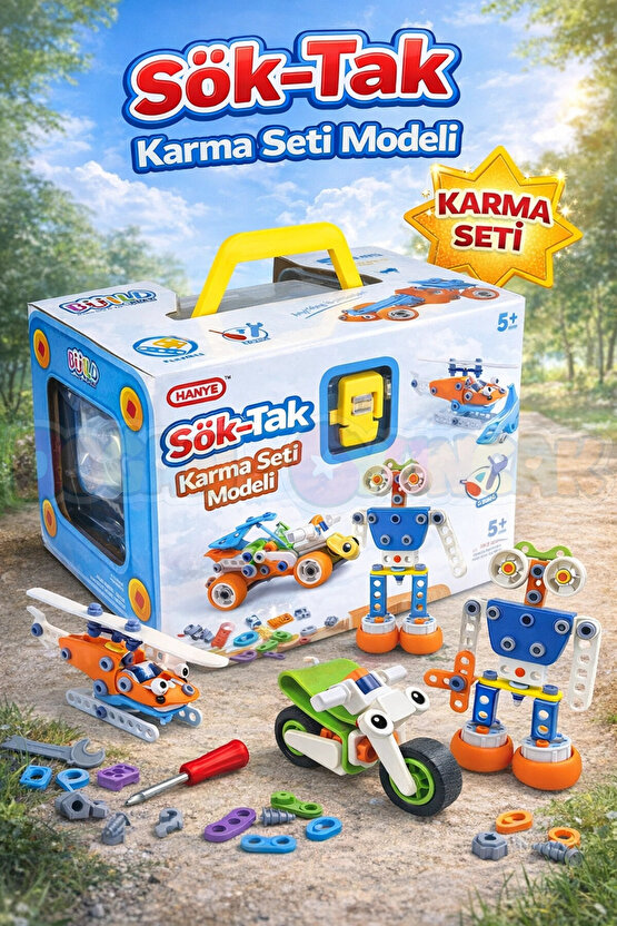 Hanye Sök-Tak Karma Seti Modeli - Oyuncak Söktak 5i Bir Arada Çanta Modeli - Lego Setleri