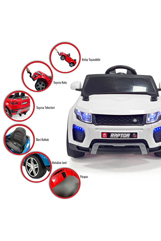 Raptor GT Beyaz Uzaktan Kumandalı 4X2 12 Volt Akülü Araba - RC Land Rover Akülü Araba Range Rover