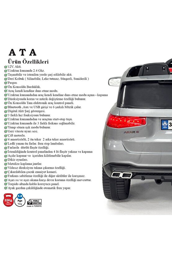 Ata Togg Kumandalı  Akülü Araba 12Volt   (3-8  Yaş)