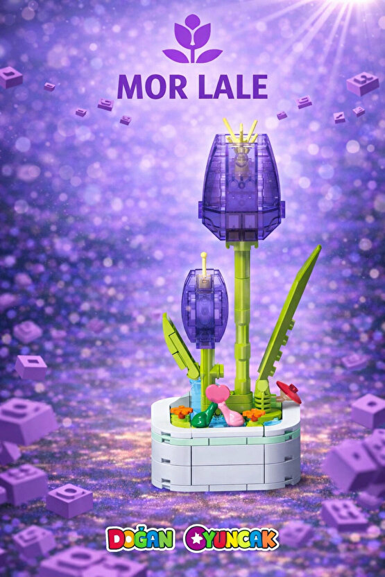 Mikro Blok Kristal Mor Lale Çiçek Lego - Lego Setleri Mini Lego - Çiçek Lego - Blossom Çiçek Lego
