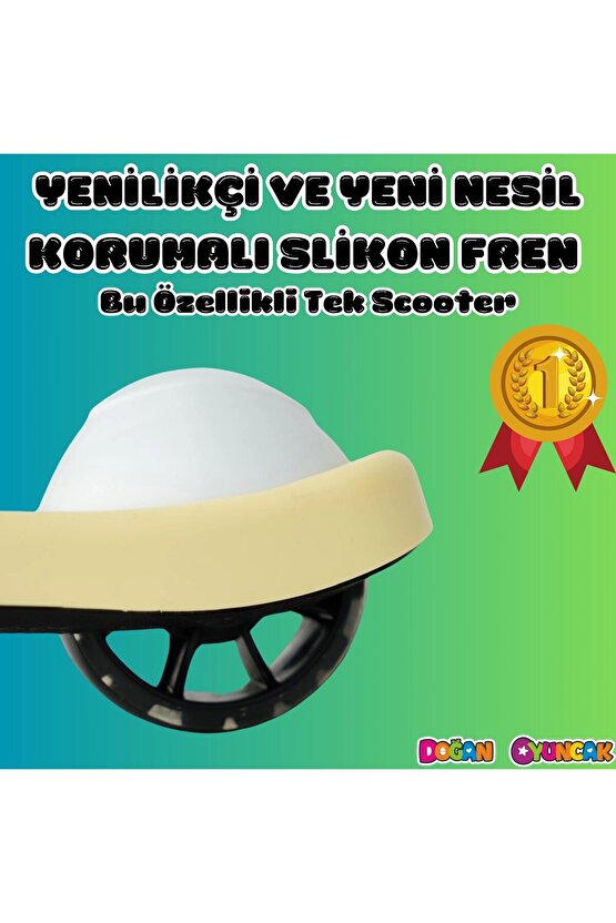 Lupa Katlanabilir Işıklı 3 Tekerlekli Sarı Scooter - Işıklı Scooter - Slikon Teker Scooter - Çocuk S