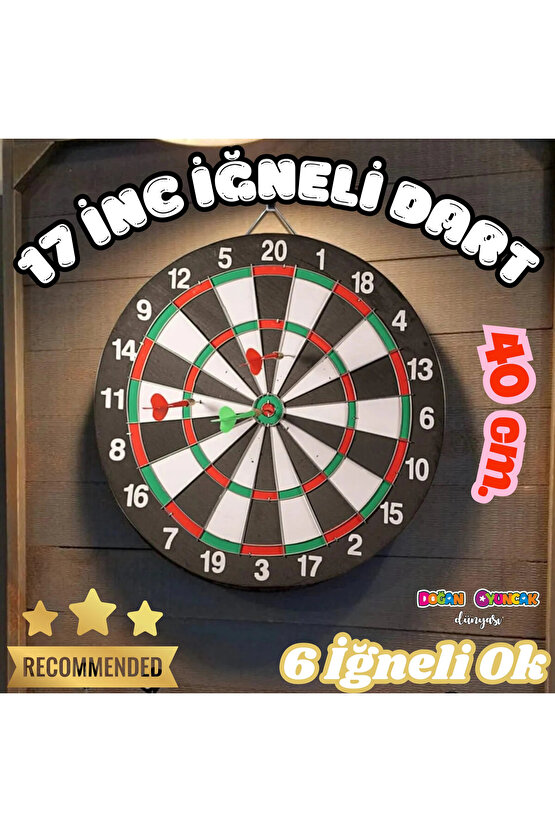 17inç Dart Tahtası Çift Taraflı 6 Metal Iğne Uçlu