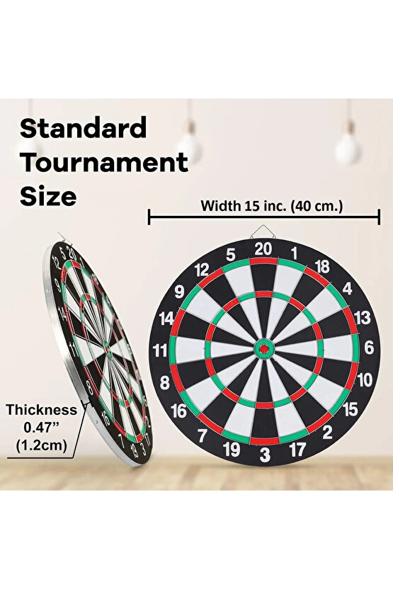 17inç Dart Tahtası Çift Taraflı 6 Metal Iğne Uçlu