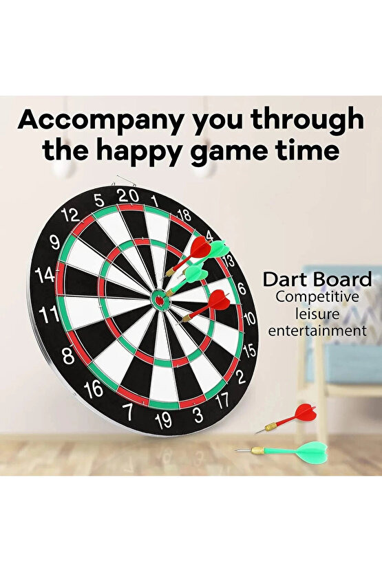 17inç Dart Tahtası Çift Taraflı 6 Metal Iğne Uçlu
