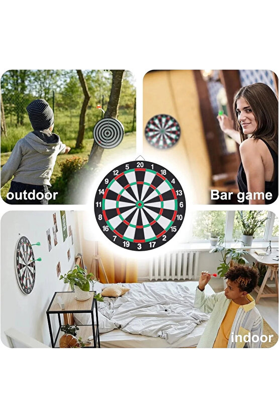 17inç Dart Tahtası Çift Taraflı 6 Metal Iğne Uçlu