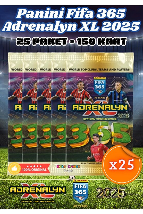 Panini FIFA 365 Adrenalyn XL 2025 Oyuncu Kartı - Futbolcu Kartları - Trading Oyuncu Kartı - 25 Paket