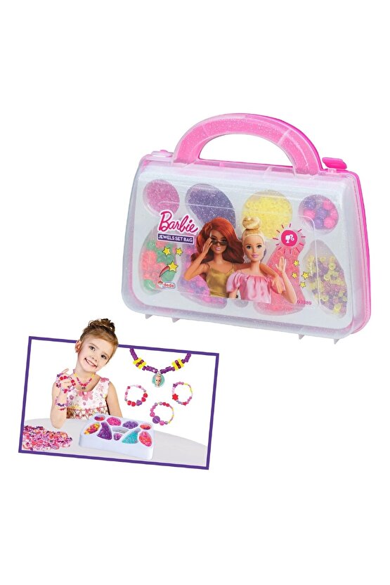 Barbie Çantalı Takı Seti - Dede Takı Seti - Boncuk Kolye Seti - Barbie Oyuncakları