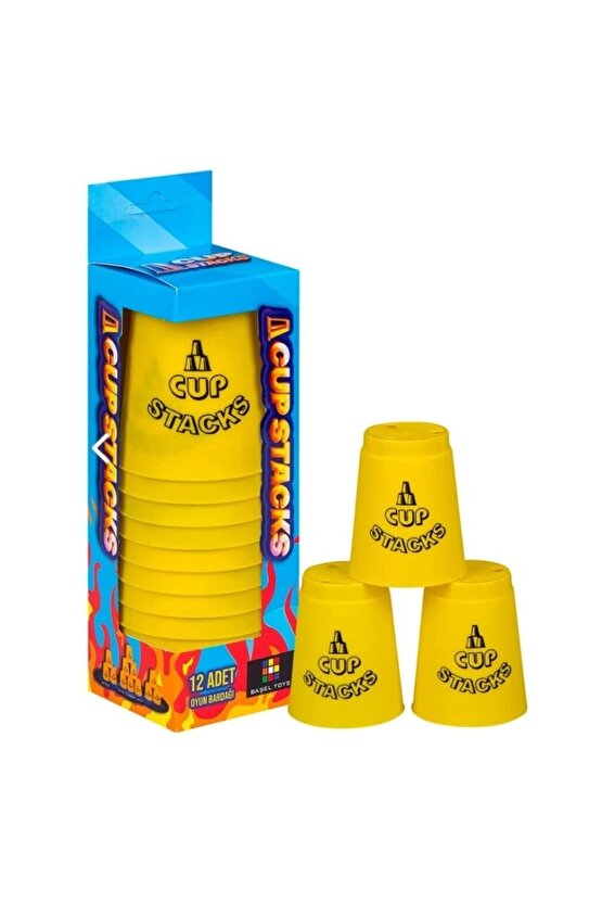 Orijinal Cup Stacks Bardak Oyunu - Speed Cup - Hızlı Bardaklar Oyunu - Hızlı Bardak Oyunu - Sarı