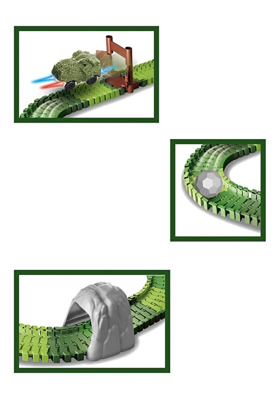 Dinozor Trucks 96 Parça Raylı Pist - Raylı Araç Oyuncak - Tren Oyuncak - Renkli Araç Yolu - Dino Tru