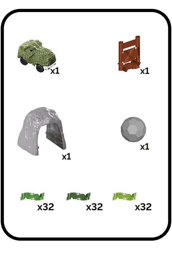 Dinozor Trucks 96 Parça Raylı Pist - Raylı Araç Oyuncak - Tren Oyuncak - Renkli Araç Yolu - Dino Tru