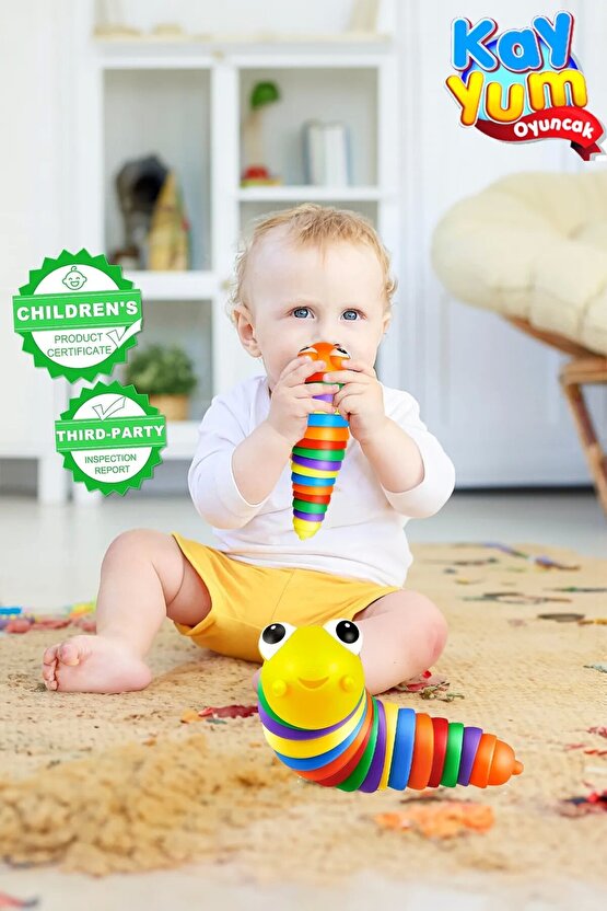 Renkli Tırtıl Oyuncak - Söktak Tırtıl - Eğlenceli Tırtıl - Renkli Kıvrımlı Tırtıl - Montessori