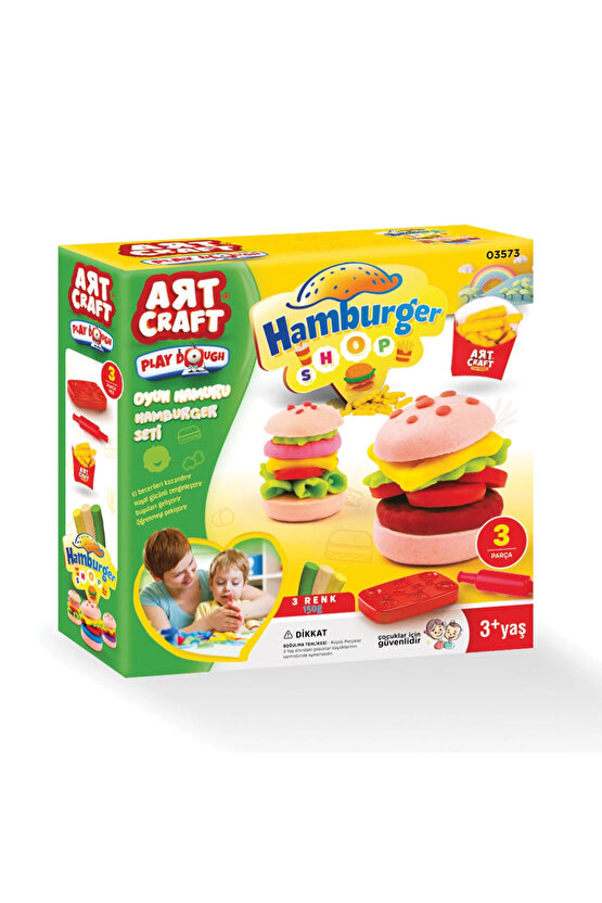 Hamburger Set Oyun Hamuru 3 Renk Oyun Hamuru Ile Hamburger Yapma Oyunu-3573