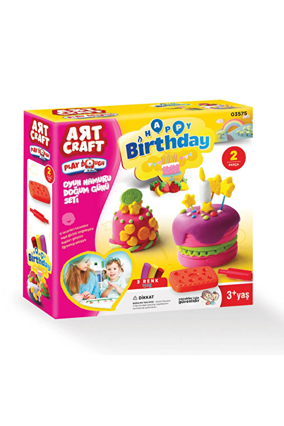 Fen Toys Happy Birthday 3 Renkli 150gr Oyun Hamuru Doğum Günü Seti 3575