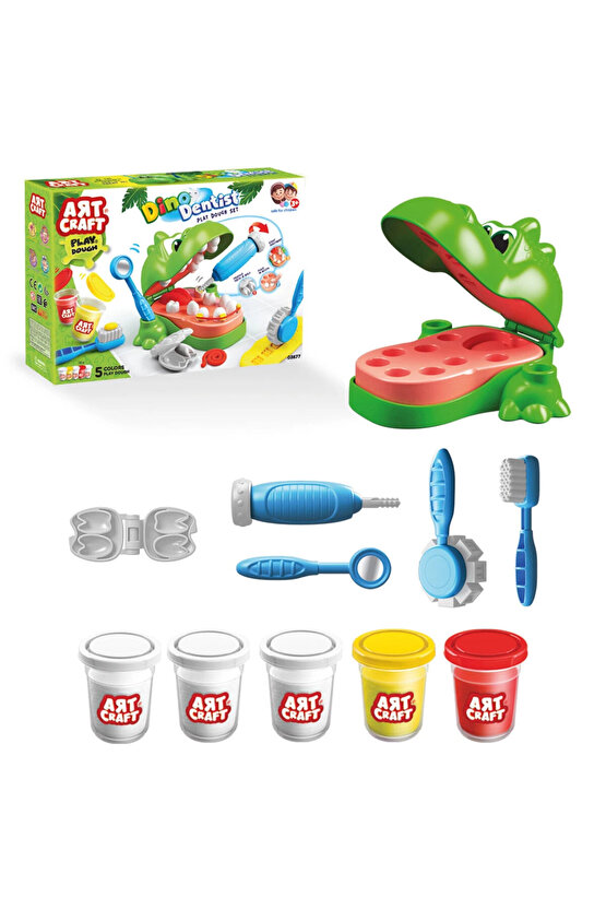 Art Craft Dino Dentist Oyun Hamuru Seti - Play Dough Dinozor Dişçi Seti