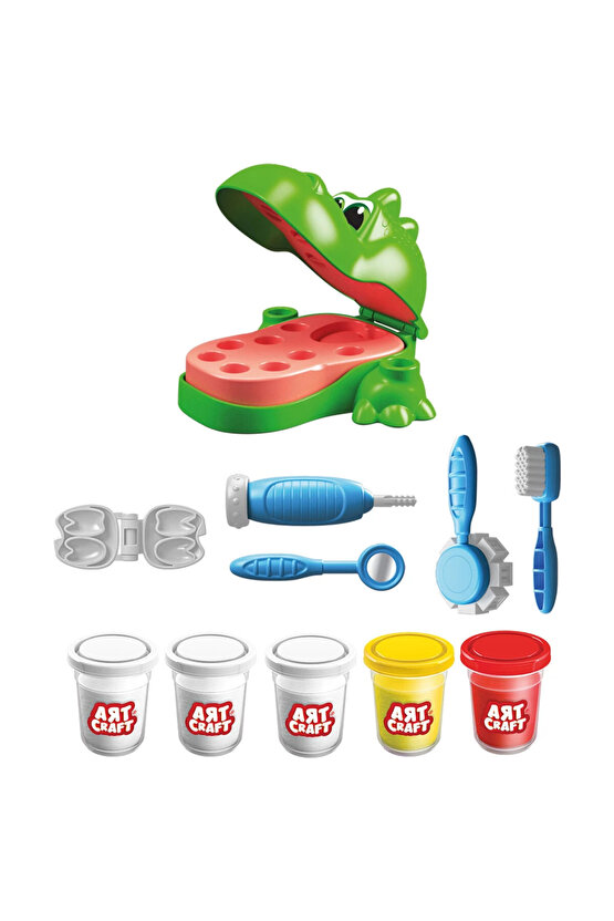 Art Craft Dino Dentist Oyun Hamuru Seti - Play Dough Dinozor Dişçi Seti