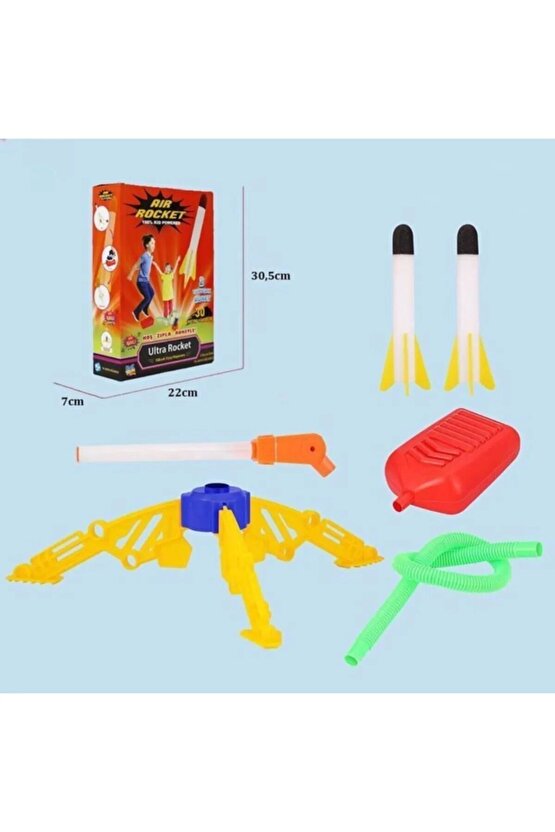 Air Rocket Tekli Seti - Roket Oyuncak - 2 Roket Ve Havalı Roketatar - Tekli Açık Hava Oyuncağı - Air