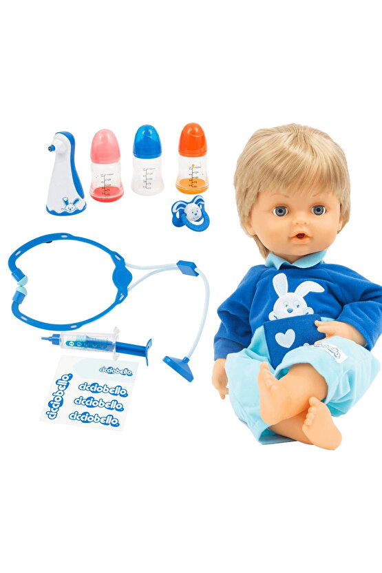 Çok Hastayım | 42 cm Hasta Et Bebek + Doktor Aksesuar Seti | Yanakları Kızaran Bebek
