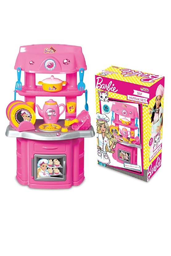 Barbie Oyuncak Şef Mutfak + Barbie Ütü Masası + Meyve Sebze Set Kesilebilen