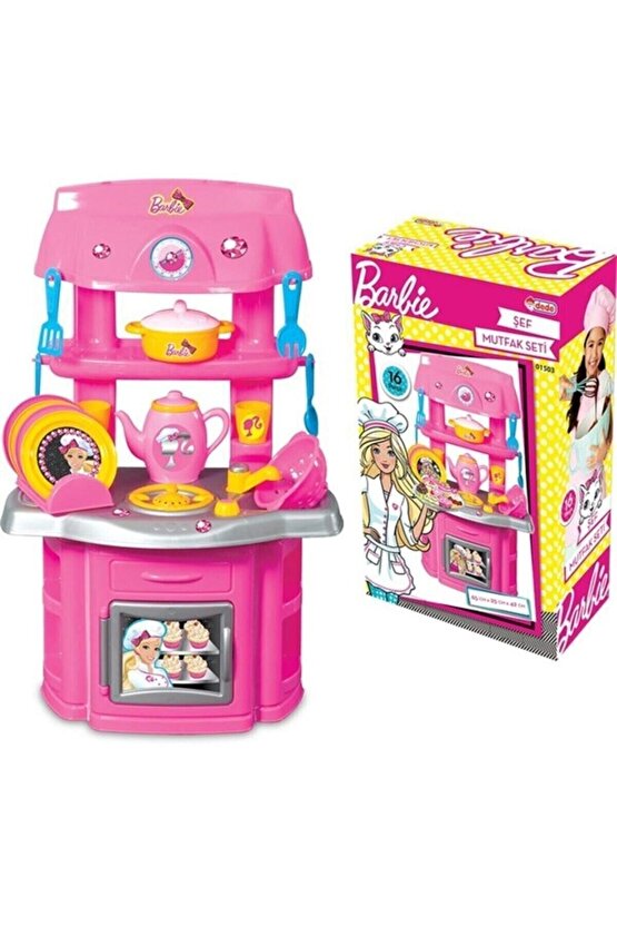 Pembe Barbie Şef Mutfağı Evcilik Seti