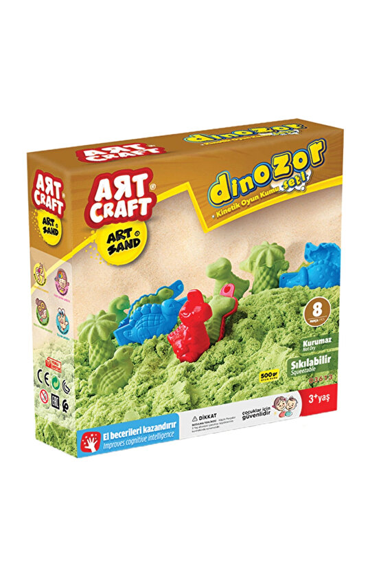 Artsand Dinozor Kum Seti (500 Gr.) - Art Craft Kinetik Kum Seti - Oyun Kumu - Art Sand Kumu