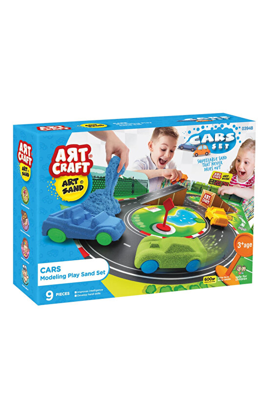 Arabalar Seti Kinetik Oyun Kumu (750 Gr.) - Art Craft Kinetik Kum Seti - Oyun Kumu - Art Sand Kumu