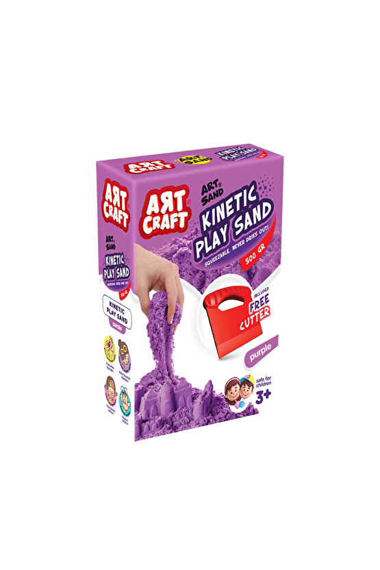 Aksesuarlı Mor Kinetik Oyun Kumu (500 Gr.) - Art Craft Kinetik Kum Seti - Oyun Kumu - Art Sand Kumu