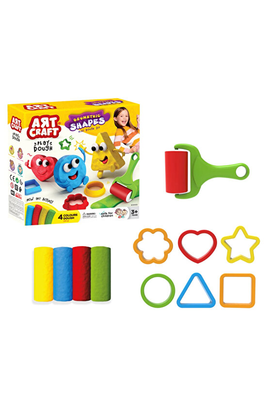Geometrik Şekiller Hamur Seti (200 Gr.) - Oyun Hamuru Seti - Hamur Setleri - Hamur Kalıpları