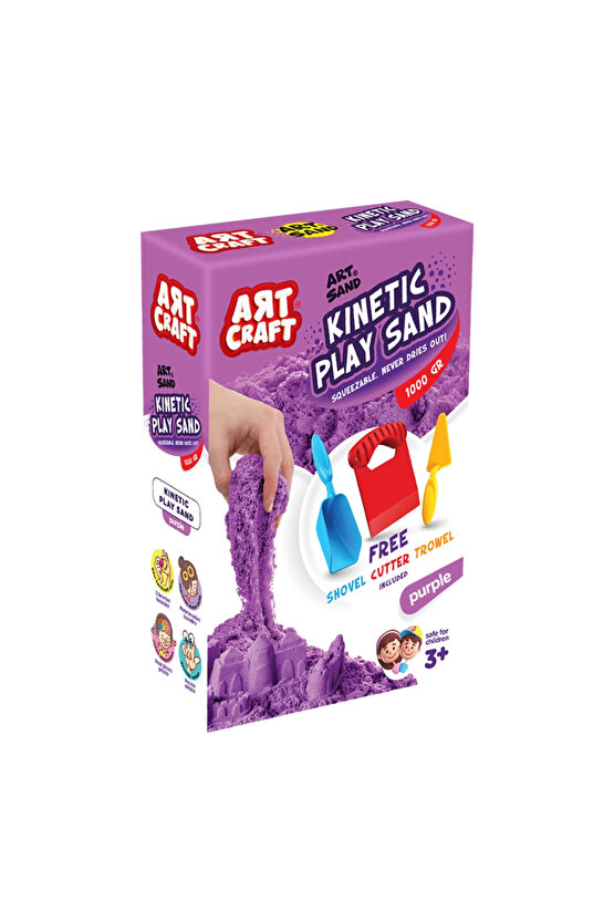 Aksesuarlı Mor Kinetik Oyun Kumu (1000 Gr.) - Art Craft Kinetik Kum Seti - Oyun Kumu - Art Sand Kumu