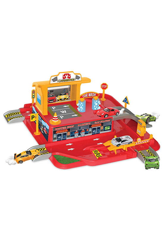 Tek Katlı Garaj Oyun Seti - Otopark Seti - Araba Seti - Hotwheels Seti - Istasyon