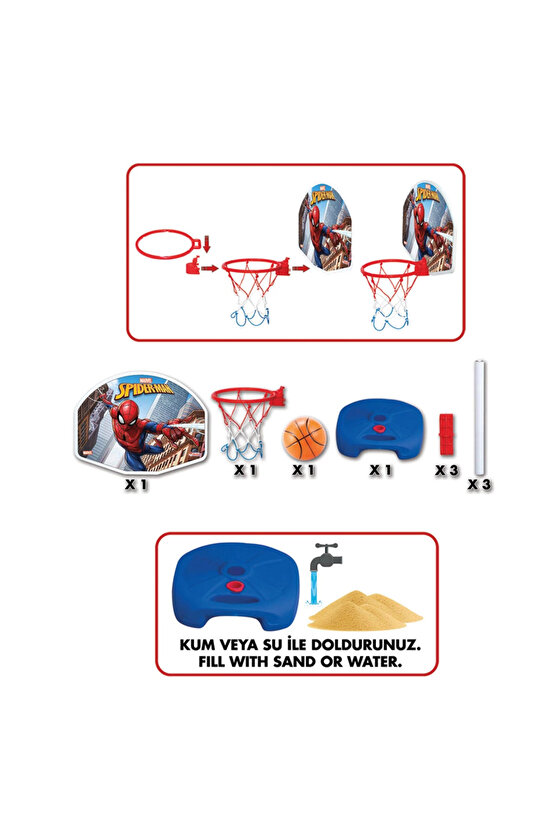 Spiderman Ayaklı Basketbol Set Çocuk Basket Potası-3404