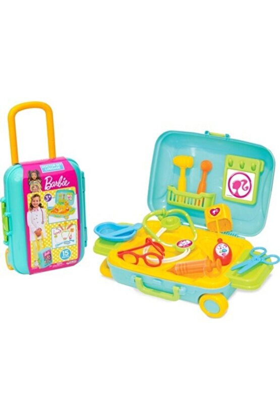 Barbie Doktor Set Bavulum 9 Parça Çek Çek Bavul Doktor Seti