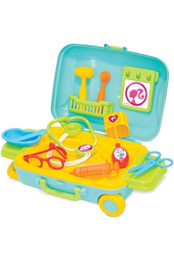 Barbie Doktor Set Bavulum 9 Parça Çek Çek Bavul Doktor Seti