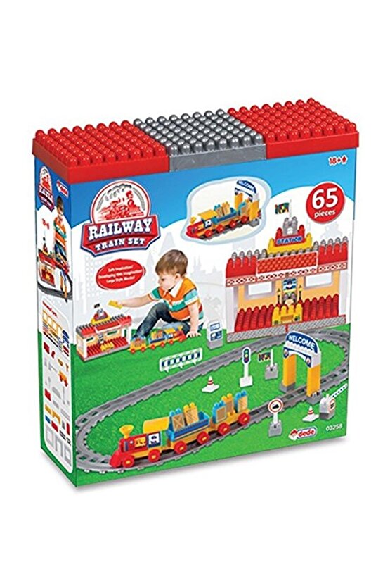 Raylı Tren Seti 65 Parça Yapı Oyuncak Bloks Set