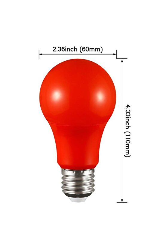 1 Adet 10 Watt Kırmızı Işık E27 Duy Led Ampul, Kırmızı Işık 10 Watt Tasarruflu LED Ampul, 10 Watt