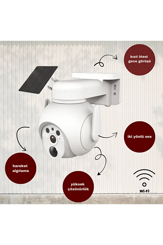 Güneşe Enerjili, Kaliteli Solar Dış Mekan Akıllı Kamera, Arıcı, Çiftçi, Çoban Kamerası, Full HD 3 MP