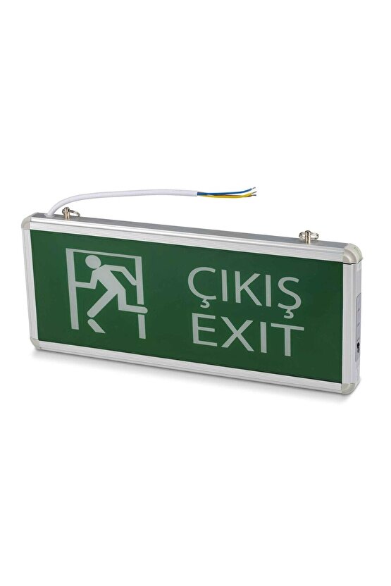 Acil Çıkış Levhası, 3 Watt Ledli EXIT, 3 Saat Şarjlı, Elektrikle Çalışır, Çift Yönlü Çıkış Levhası