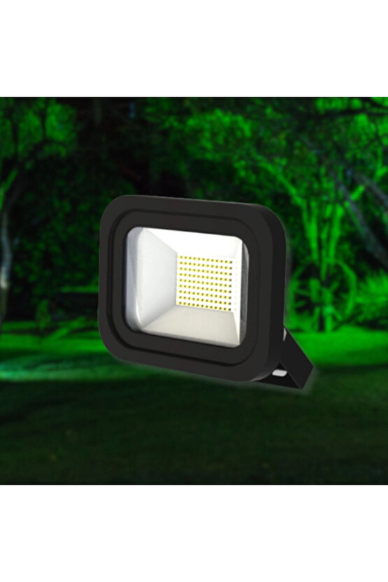 Elektrikle Çalışır, 50 Watt Yeşil Işık İç ve Dış Mekan Slim Led Projektör, Yağmurdan Etkilenmez