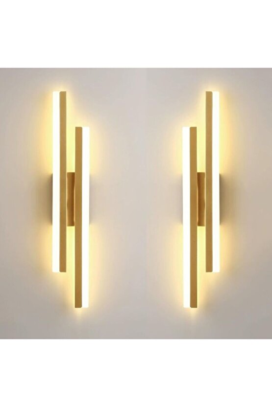 2 ADET Elektrikle Çalışır, 12 Watt , 3000 Kelvin Gün Işığı Led Aplik, İç Merkan Led Duvar Armatürü