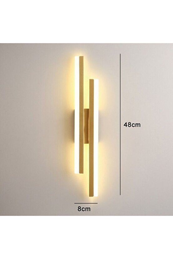2 ADET Elektrikle Çalışır, 12 Watt , 3000 Kelvin Gün Işığı Led Aplik, İç Merkan Led Duvar Armatürü