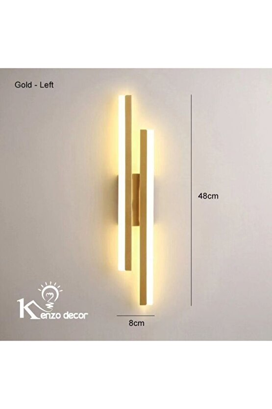 2 ADET Elektrikle Çalışır, 12 Watt , 3000 Kelvin Gün Işığı Led Aplik, İç Merkan Led Duvar Armatürü