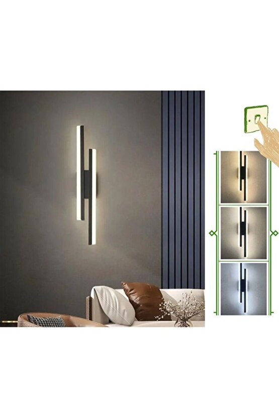 2 Adet Elektrikle Çalışır, 12 Watt , 3000 Kelvin Gün Işığı Led Aplik, İç Merkan Led Duvar Armatürü