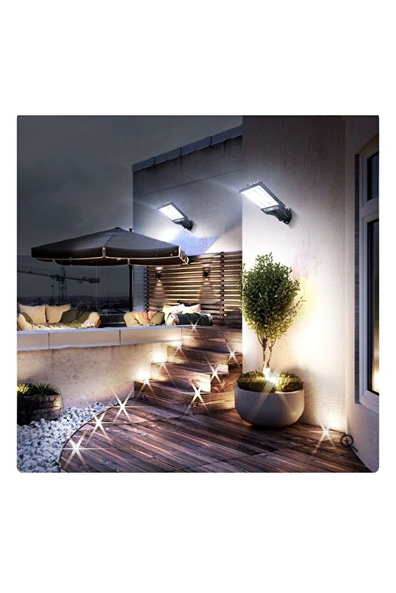 1200 Watt Çok Kaliteli, Kumandalı, Güneş Enerjili, Fotoselli, Sensörlü, 3 Modlu Solar Bahçe Armatürü
